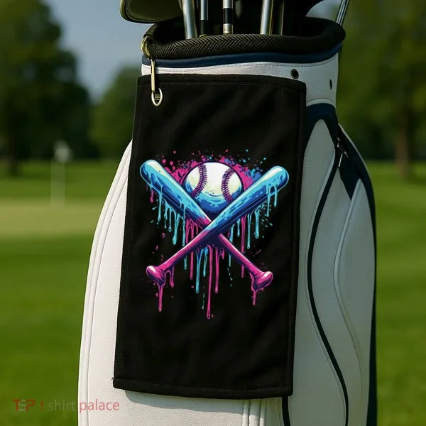 Baseball Bat Drip Funny Graphic Golf Towel
