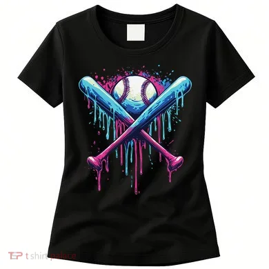 Baseball Bat Drip Funny Graphic Women's T-Shirt