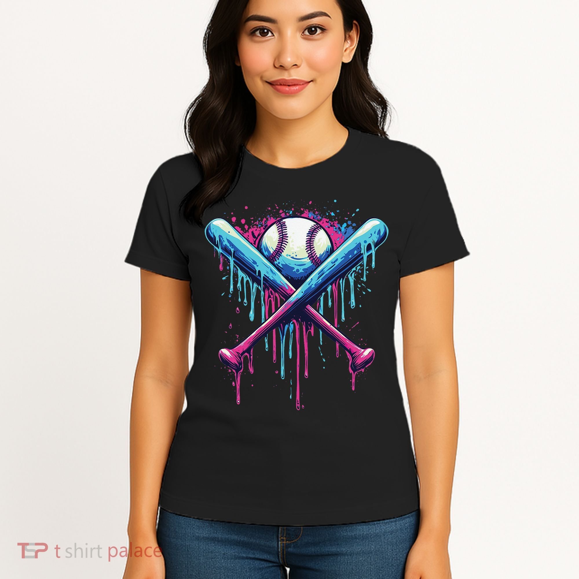 Baseball Bat Drip Funny Graphic Women's T-Shirt
