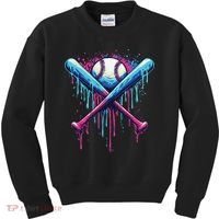 Baseball Bat Drip Funny Graphic Kids Sweatshirt thumb 0