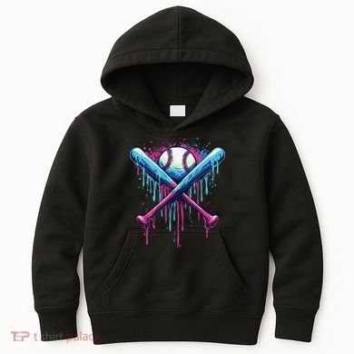 Baseball Bat Drip Funny Graphic Kids Hoodie