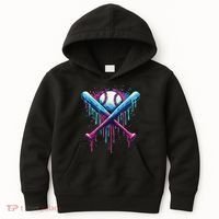 Baseball Bat Drip Funny Graphic Kids Hoodie thumb 0