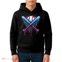 Baseball Bat Drip Funny Graphic Kids Hoodie thumb 4