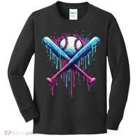 Baseball Bat Drip Funny Graphic Kids Long Sleeve Shirt thumb 0