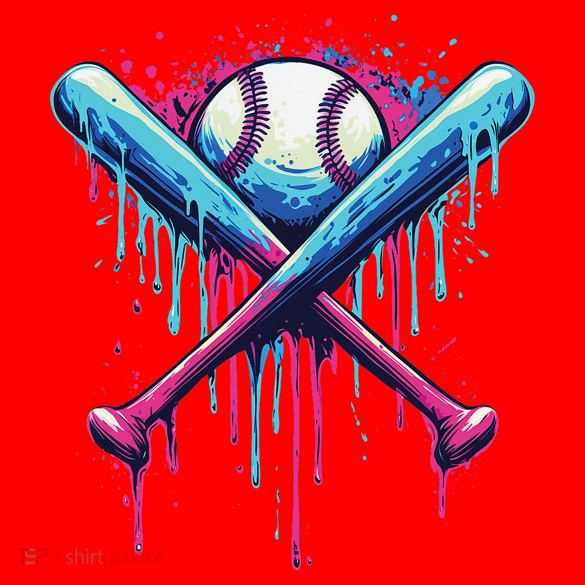 Baseball Bat Drip Funny Graphic Santa Hat