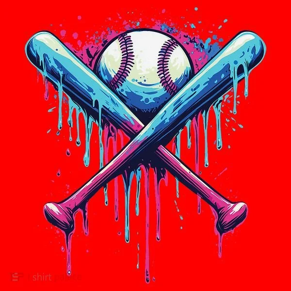 Baseball Bat Drip Funny Graphic Santa Hat