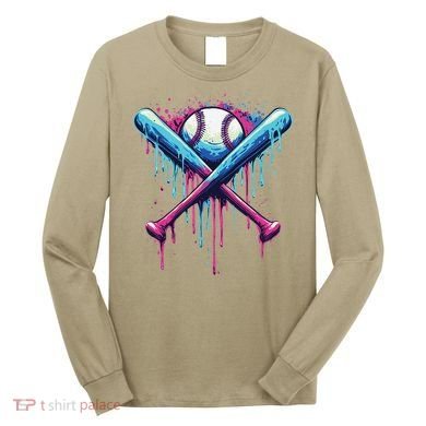 Baseball Bat Drip Funny Graphic Long Sleeve Shirt