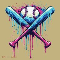 Baseball Bat Drip Funny Graphic Long Sleeve Shirt thumb 2