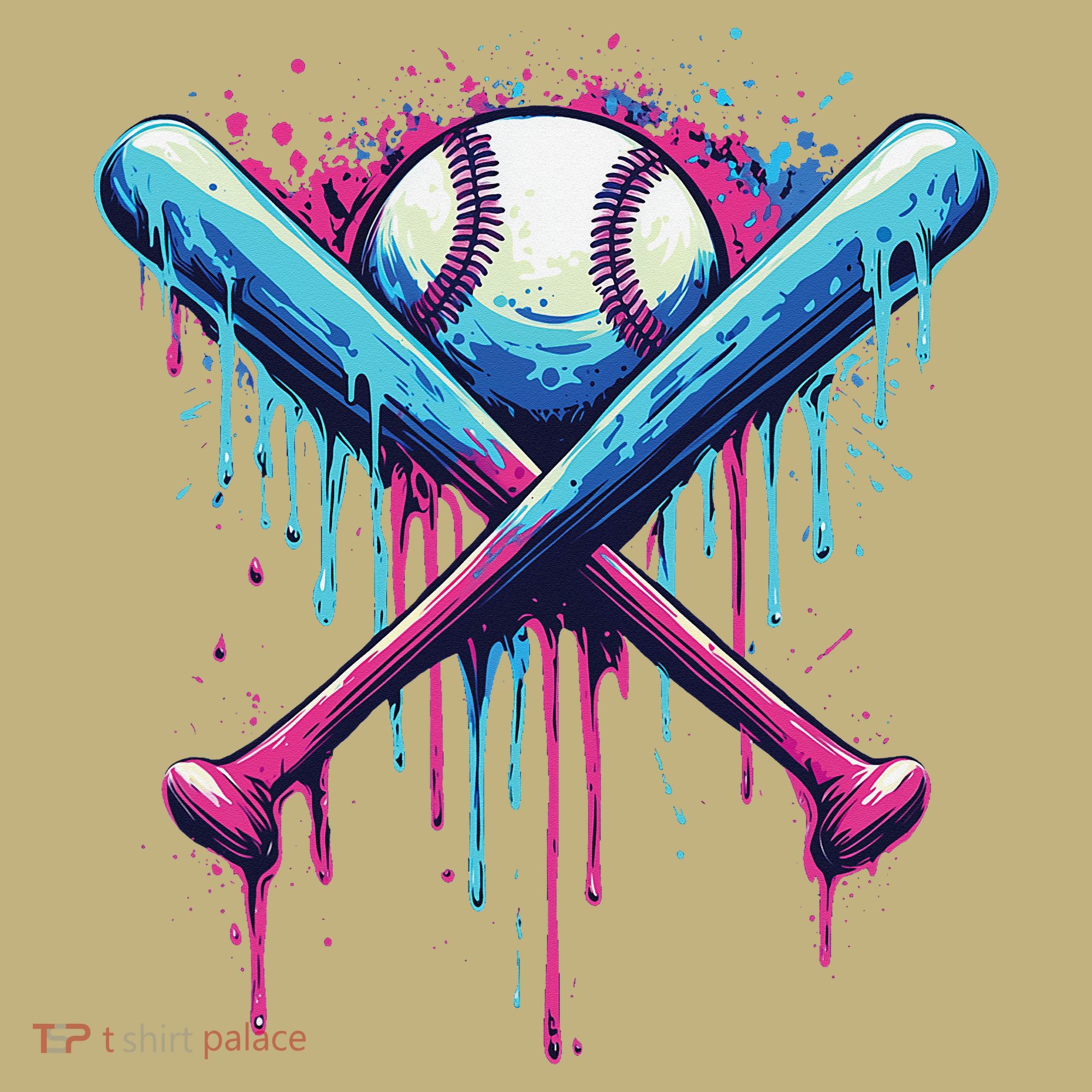 Baseball Bat Drip Funny Graphic Long Sleeve Shirt