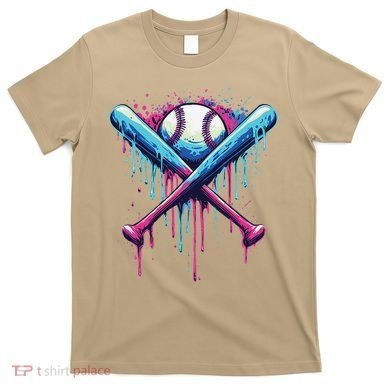 Baseball Bat Drip Funny Graphic T-Shirt