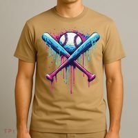 Baseball Bat Drip Funny Graphic T-Shirt thumb 3