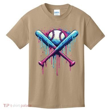 Baseball Bat Drip Funny Graphic Kids T-Shirt