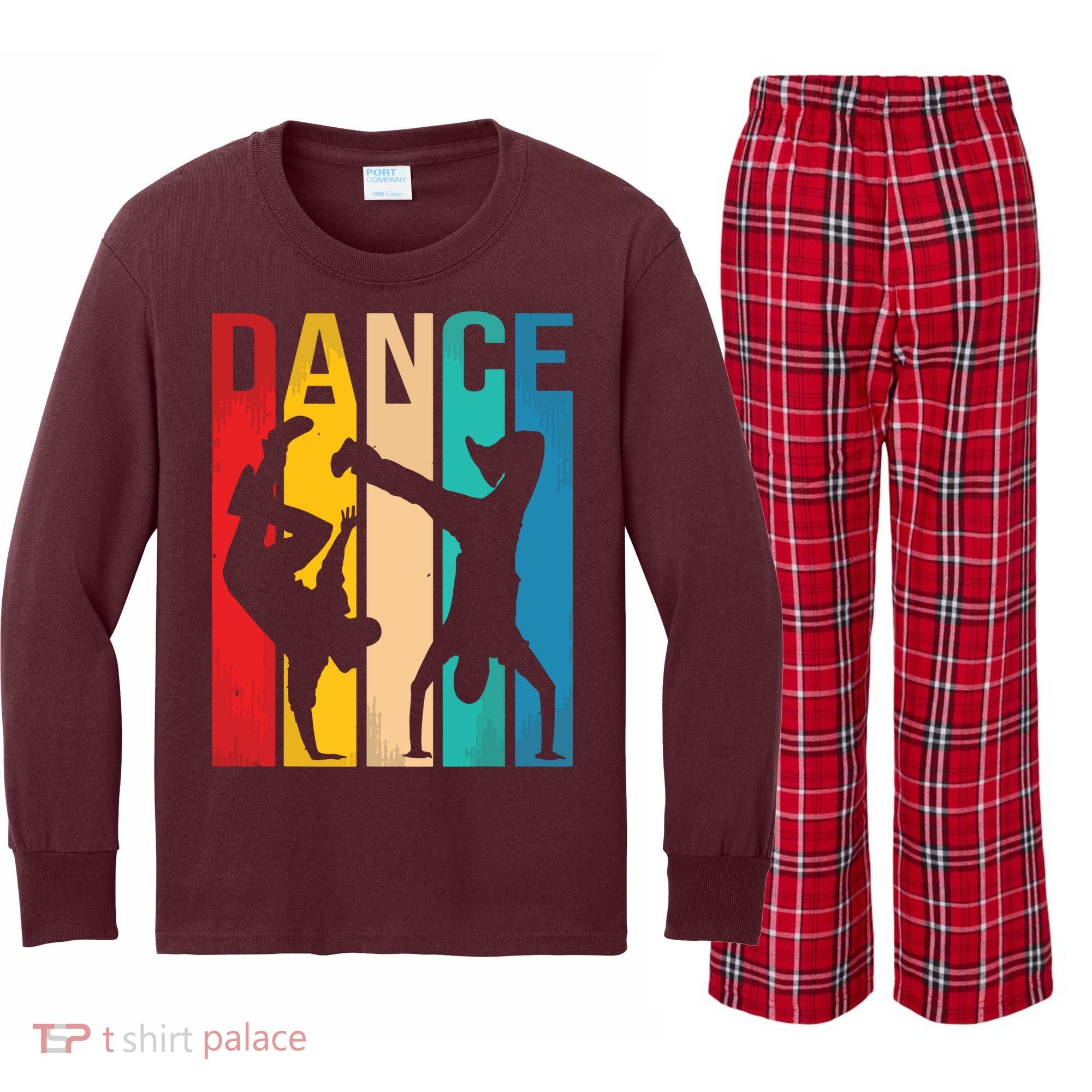Breakdancing BBoy Dance Breakdance Dancer Gift Kids Long Sleeve Plaid Pajama Set
