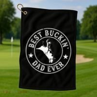 Best Buckin Dad Ever Cowboy Bull Riding Rodeo Golf Towel thumb 1