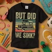 Boating But Did We Sink Funny Pontoon Boat Captain Kids T-Shirt thumb 3