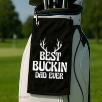 Best Buckin Dad Ever Father Dad Fathers Day Gift Golf Towel thumb 2