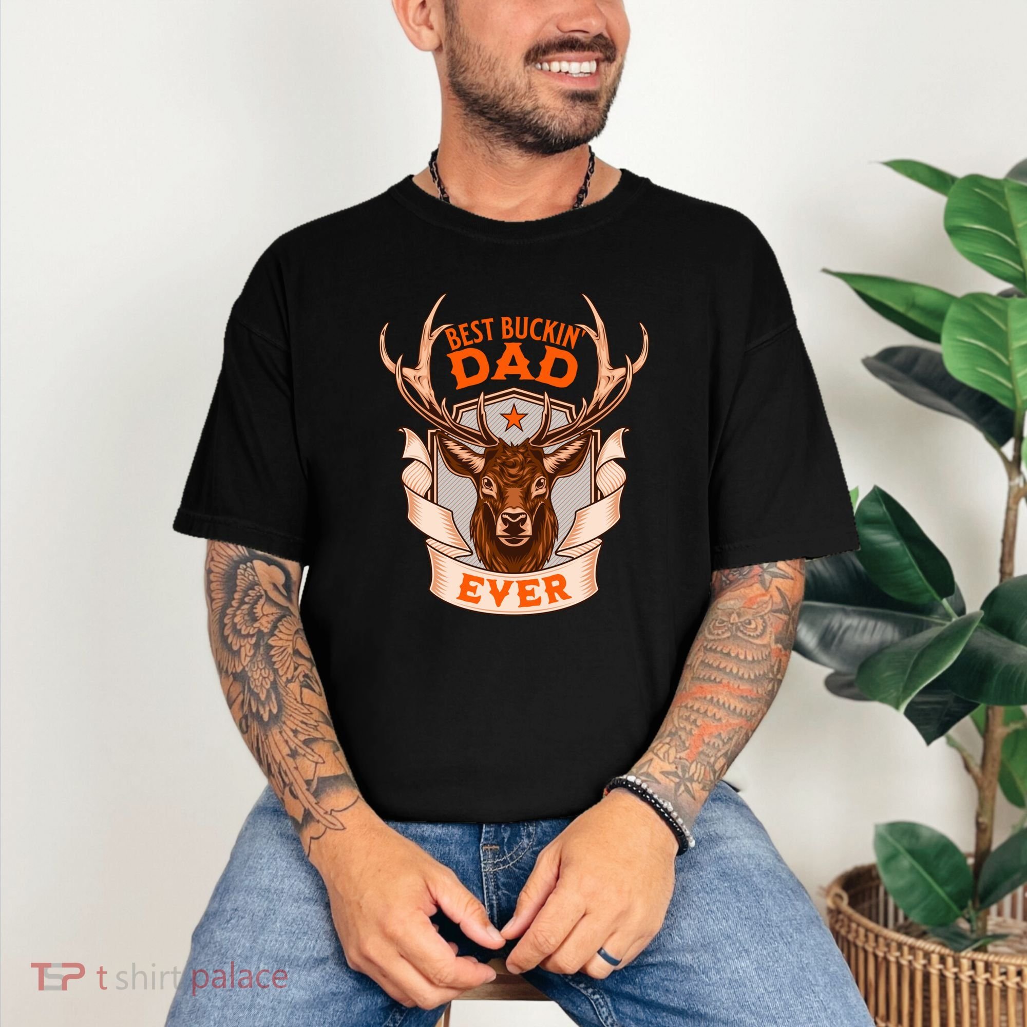Best Buckin Dad Ever Funny Deer Hunter Buck Hunting Great Gift Comfort Colors T-Shirt