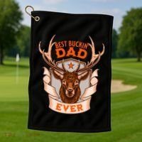 Best Buckin Dad Ever Funny Deer Hunter Buck Hunting Great Gift Golf Towel thumb 1