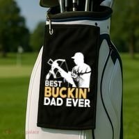 Best Buckin Dad Ever Gift Deer Hunting Funny Hunting Meaningful Gift Golf Towel thumb 2