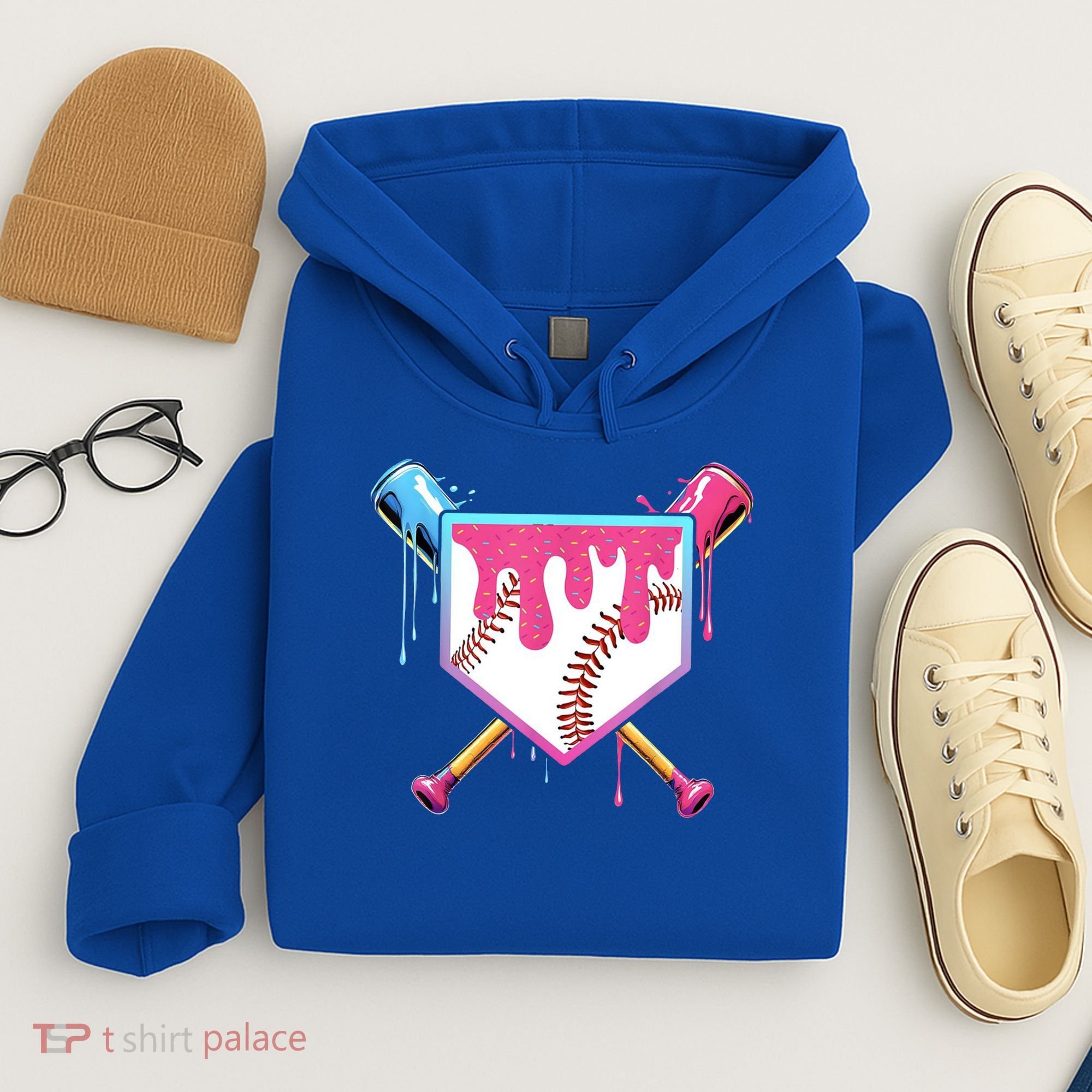 Baseball Base Drip Ice Cream Sports Fan Hoodie