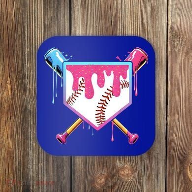 Baseball Base Drip Ice Cream Sports Fan Coaster