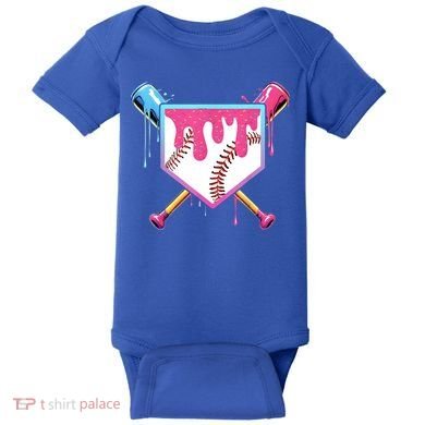 Baseball Base Drip Ice Cream Sports Fan Baby Bodysuit