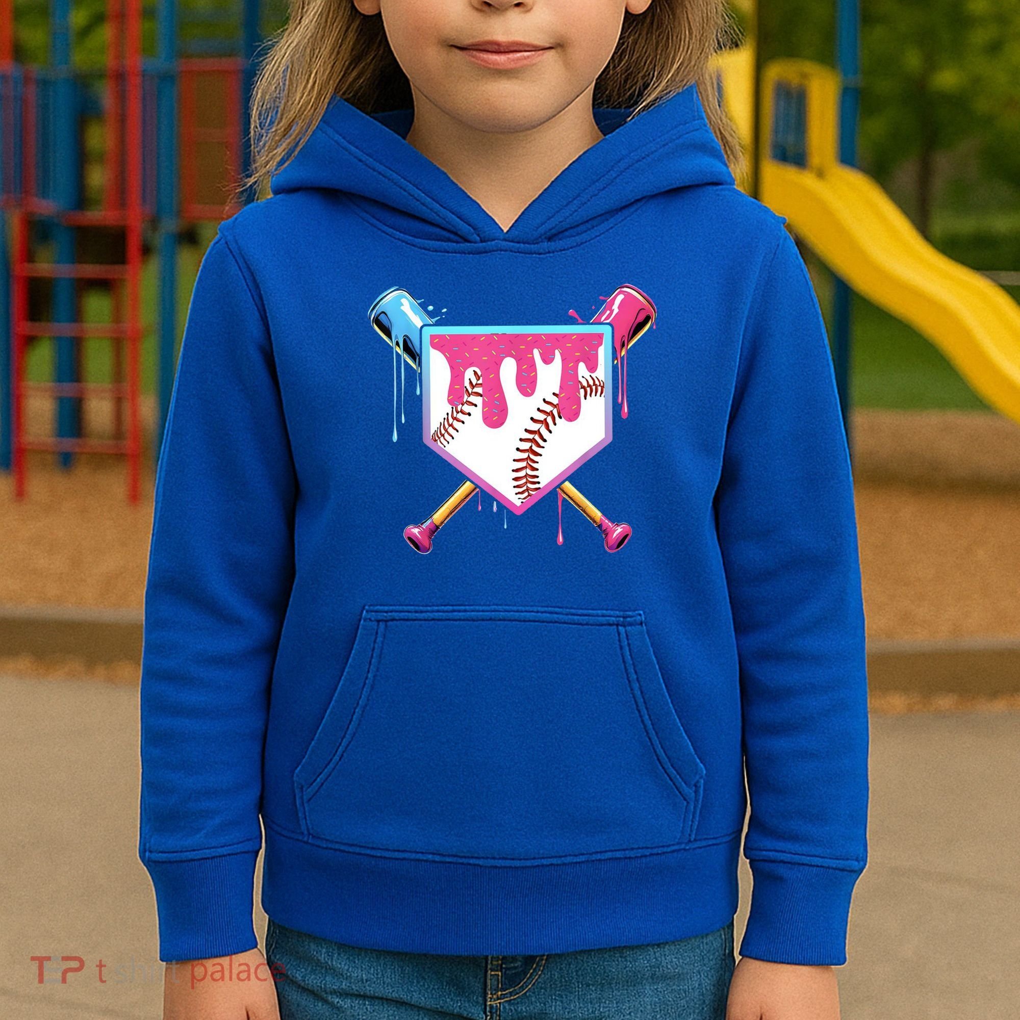 Baseball Base Drip Ice Cream Sports Fan Kids Hoodie