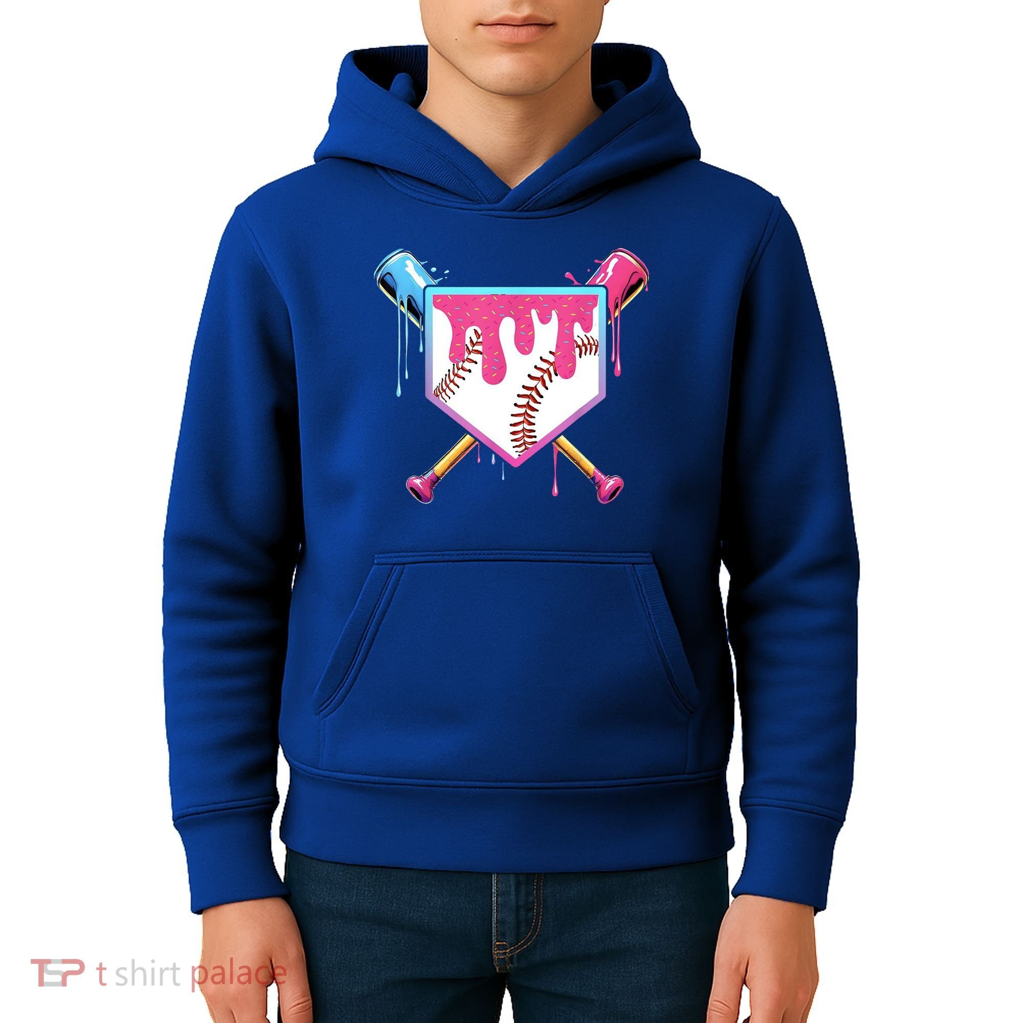 Baseball Base Drip Ice Cream Sports Fan Kids Hoodie