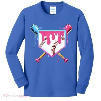 Baseball Base Drip Ice Cream Sports Fan Kids Long Sleeve Shirt