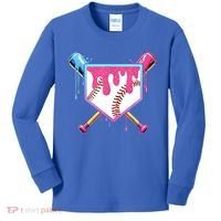 Baseball Base Drip Ice Cream Sports Fan Kids Long Sleeve Shirt thumb 0