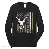 Best Buckin Dad Ever Deer Hunting Fathers Day American Flag Long Sleeve Shirt thumb 0