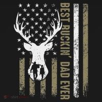 Best Buckin Dad Ever Deer Hunting Fathers Day American Flag Long Sleeve Shirt thumb 2