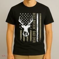 Best Buckin Dad Ever Deer Hunting Fathers Day American Flag T-Shirt thumb 3