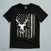 Best Buckin Dad Ever Deer Hunting Fathers Day American Flag T-Shirt thumb 5