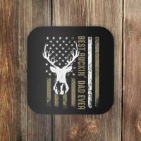 Best Buckin Dad Ever Deer Hunting Fathers Day American Flag Coaster thumb 0