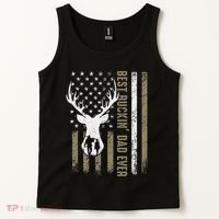 Best Buckin Dad Ever Deer Hunting Fathers Day American Flag Tank Top thumb 2