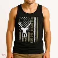 Best Buckin Dad Ever Deer Hunting Fathers Day American Flag Tank Top thumb 3