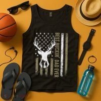 Best Buckin Dad Ever Deer Hunting Fathers Day American Flag Tank Top thumb 4