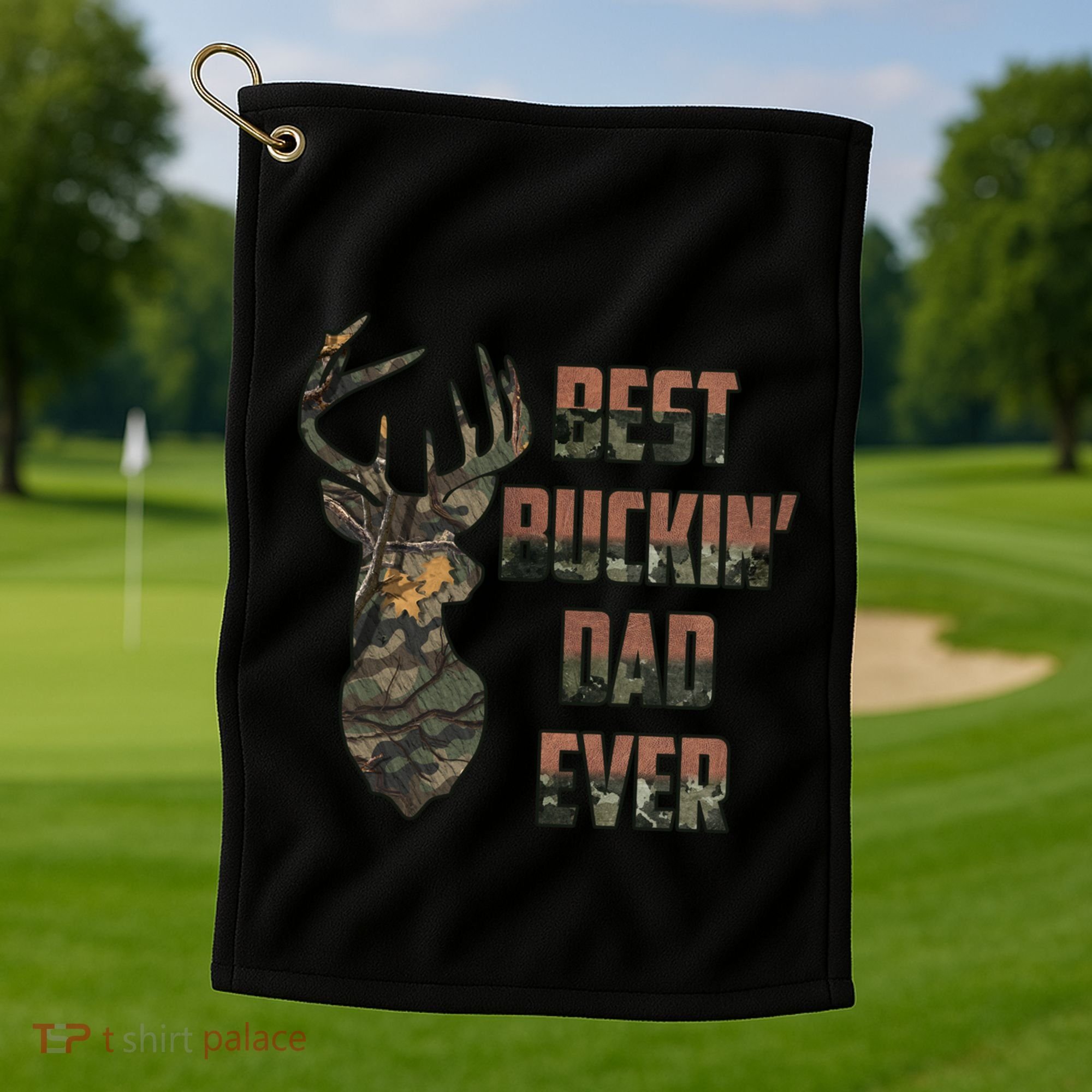 Best Buckin Dad Ever Funny Fathers Day Gift Golf Towel