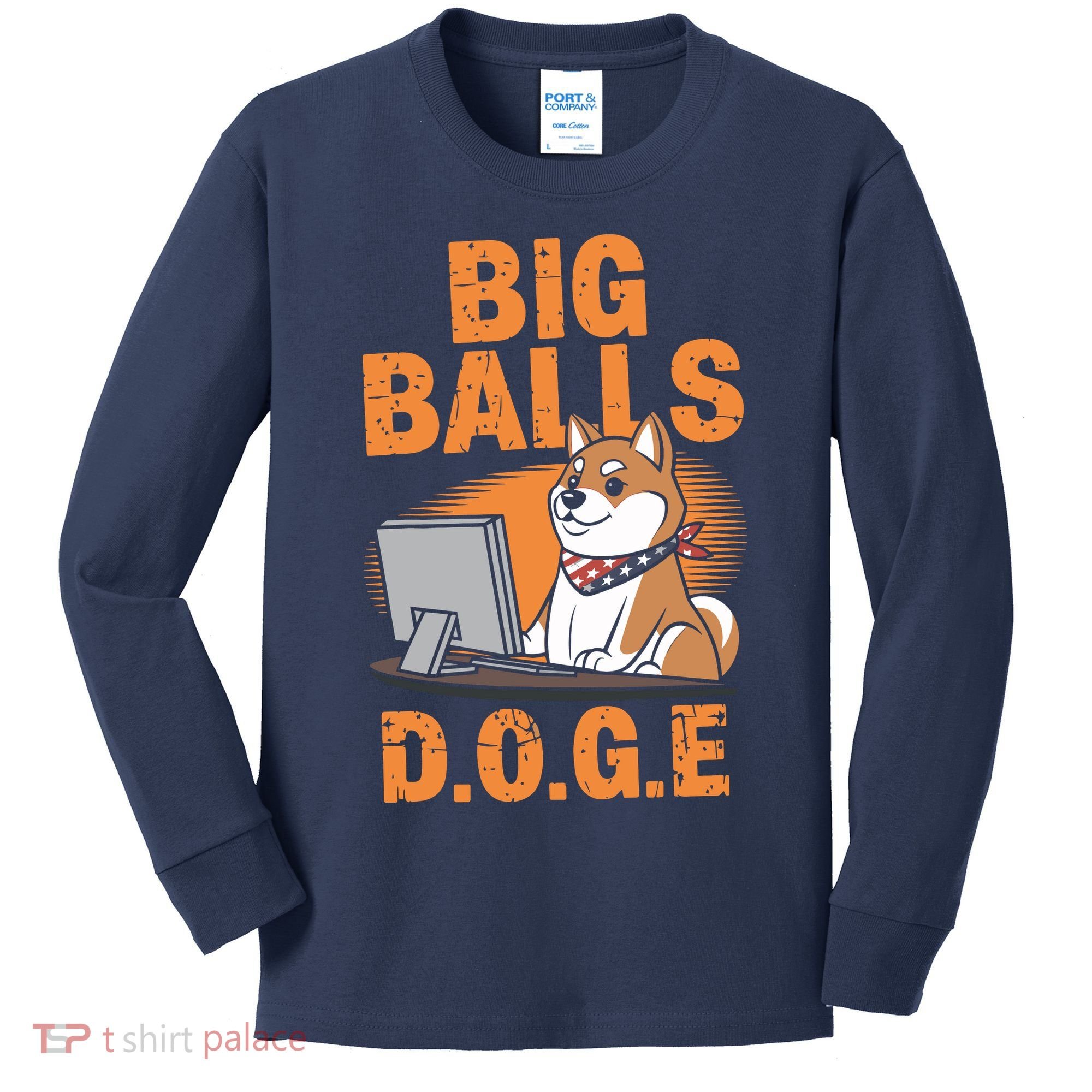Big Balls D.O.G.E Doge Funny Kids Long Sleeve Shirt