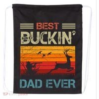 Best Buckin Dad Ever Deer Hunters Christmas Dad Funny Gift Drawstring Bag thumb 0