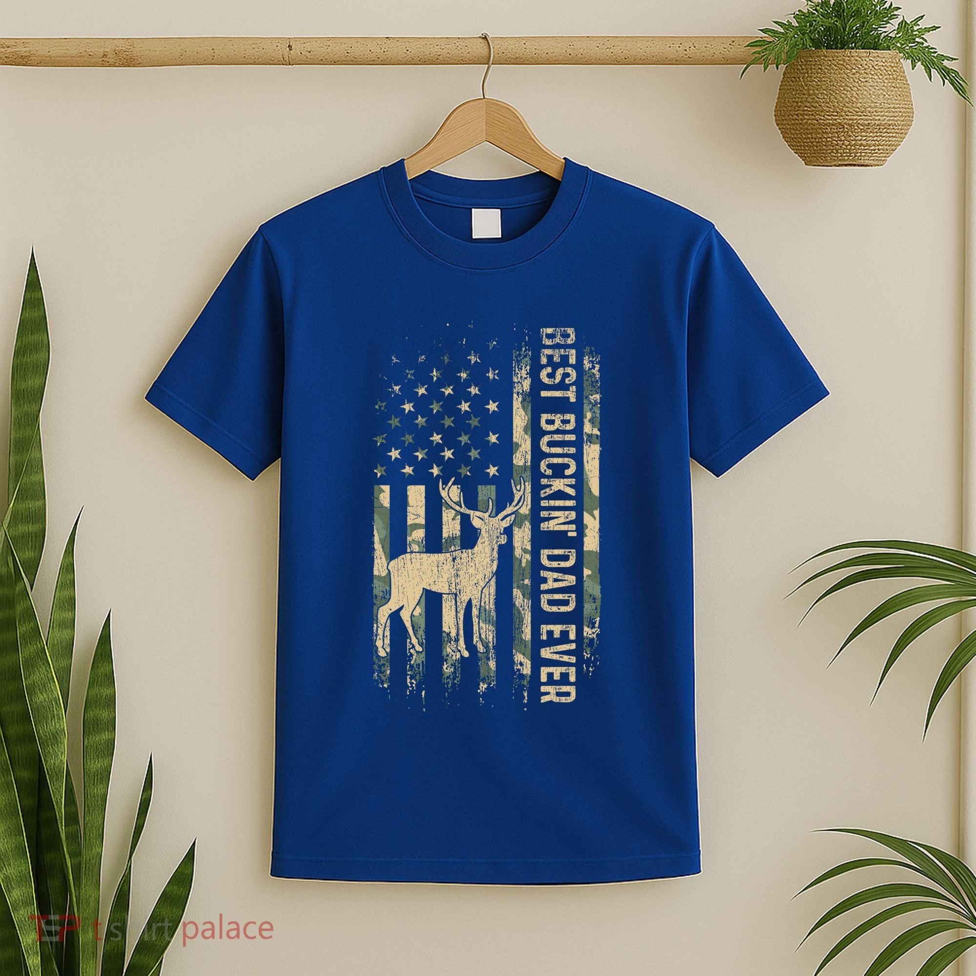 Best Buckin Dad Ever American Flag FatherS Day Cute Gift T-Shirt