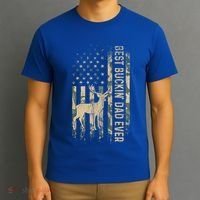 Best Buckin Dad Ever American Flag FatherS Day Cute Gift T-Shirt thumb 3
