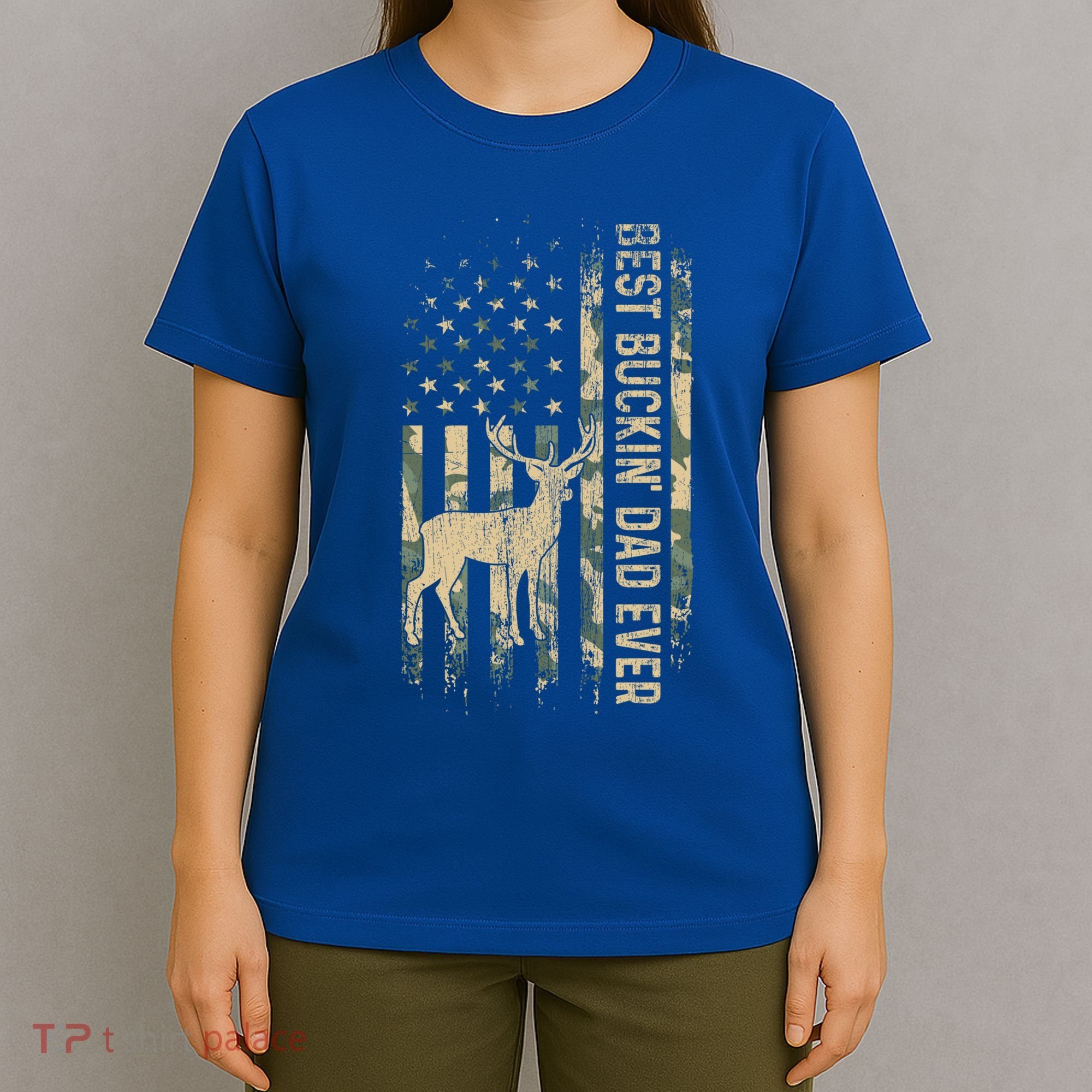 Best Buckin Dad Ever American Flag FatherS Day Cute Gift T-Shirt