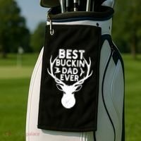 Best Buckin Dad Ever Fathers Day Deer Hunters Hunting Gift Golf Towel thumb 2