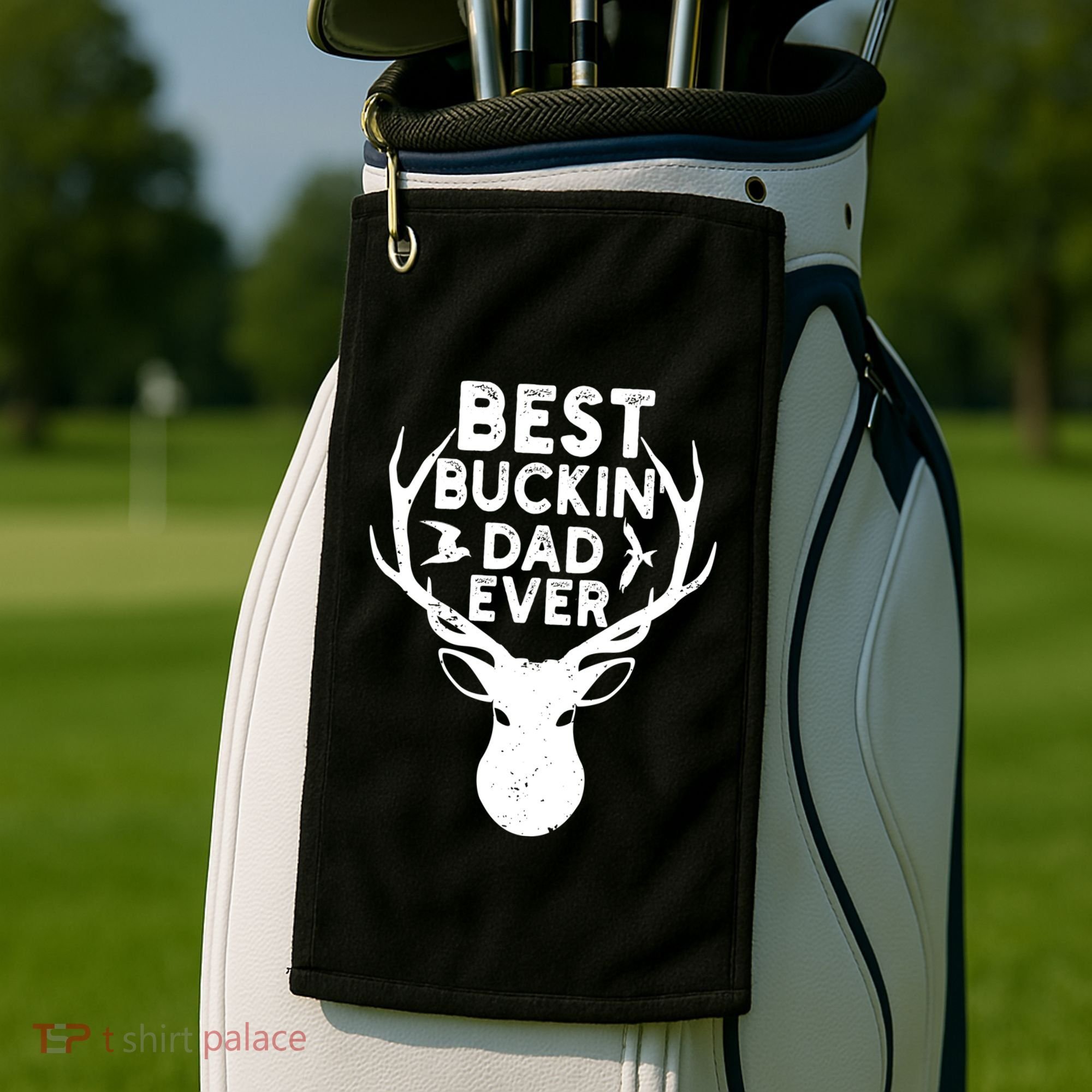 Best Buckin Dad Ever Fathers Day Deer Hunters Hunting Gift Golf Towel
