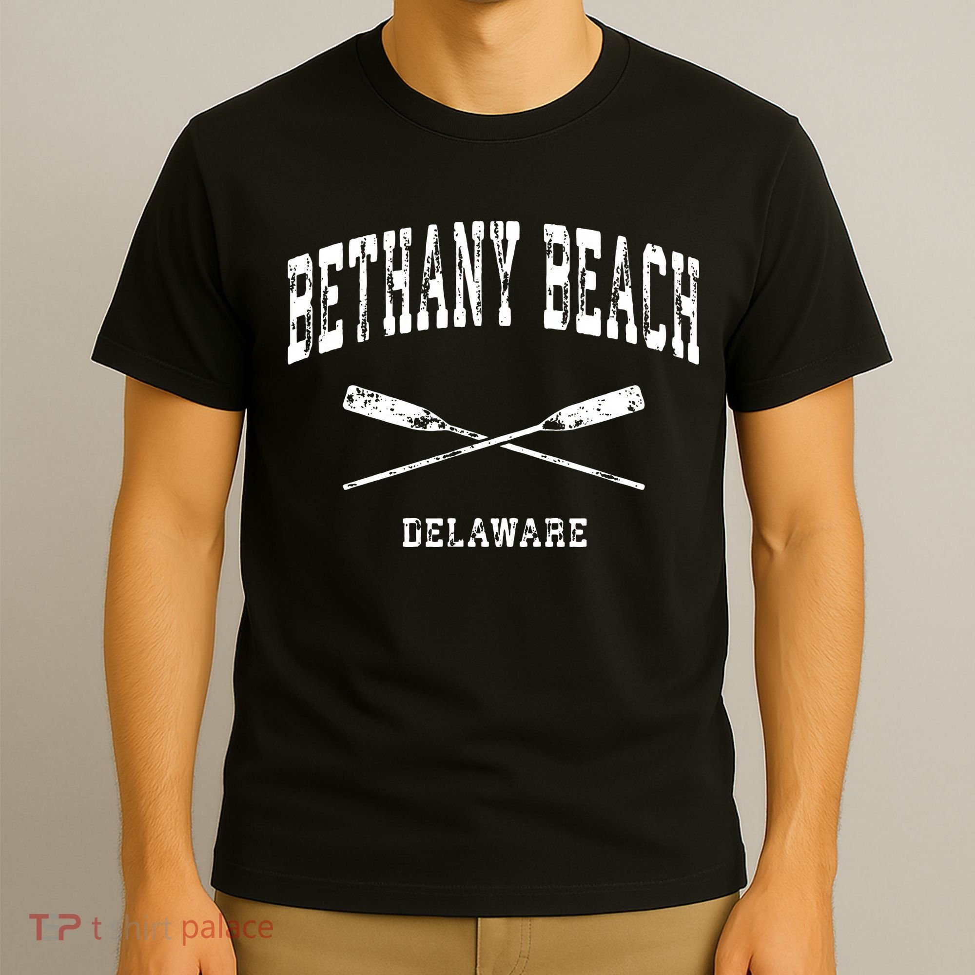 Bethany Beach Delaware Vintage Nautical Crossed Oars T-Shirt