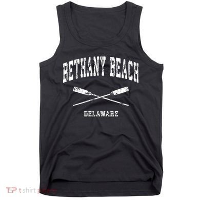 Bethany Beach Delaware Vintage Nautical Crossed Oars Tank Top