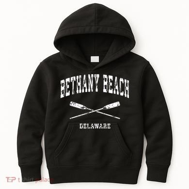 Bethany Beach Delaware Vintage Nautical Crossed Oars Kids Hoodie