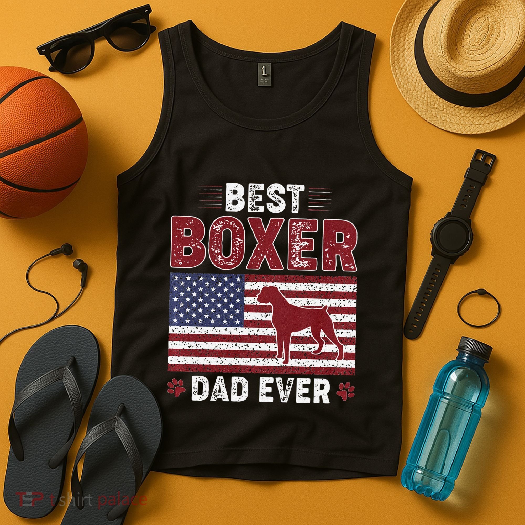 Best Boxer Dad Ever American Flag Dog Dad Tank Top